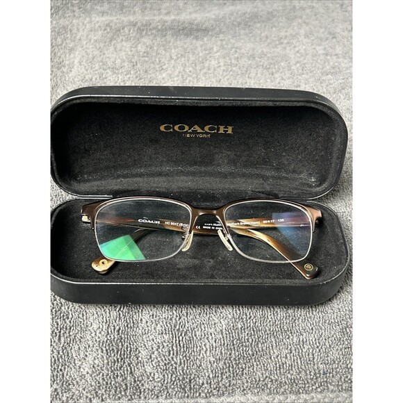 Coach Eyeglasses Frames HC5047 Evie Half Rim Satin Dark Brown 50-17-135.     G26 - Picture 8 of 9